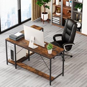 Tribesigns Gaming Table L Shaped Desk with Storage Shelves, Reversible Computer Desk Gaming Desk for Home Office Workstation, Rustic Brown