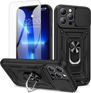for iPhone 13 Pro Max Case, with Slide Camera Cover & Built-in 360° Rotating Kickstand & Front Screen Protector Protective Case for iPhone 13 Pro Max 6.7 inch