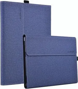 Case for 13 Inch Microsoft Surface Pro 9 2022 / Surface Pro 8 2021 - Multiple Angle Viewing PU Leather Business Cover with Pencil Holder, Compatible with Type Cover Keyboard Dark Blue
