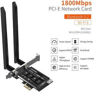 1800M WiFi 6E PCIe Card, Bluetooth 5.2 PCIe Adapter, Dual Band 2.4G/5Ghz WIFI 6 Wireless PCIe Gigabit Ethernet Network Card, Low-Profile Bracket, WPA3, MU-MIMO, OFDMA, Heat Sink, Windows 11, 10