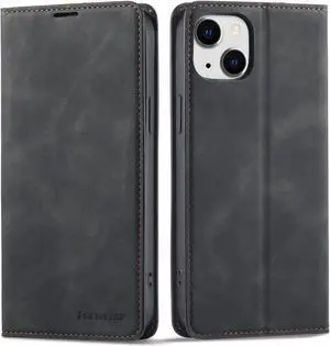 Case for iPhone 14 6.1 inch Premium PU Leather Cover with Card Holder Kickstand Shockproof Flip Wallet Cover