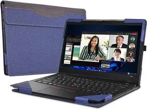 Case for Lenovo ThinkPad X1 Carbon Gen 10 / Gen 9 / Yoga Gen 7 / Yoga Gen 6 14 inch, PU Leather Protective Hard Shell Cover Blue