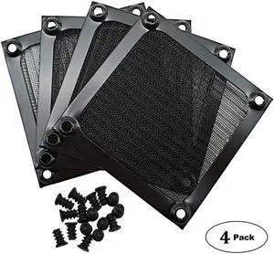80mm Computer Fan Filter Grills with Screws Aluminum Frame Ultra Fine Stainelss Steel Mesh - 4 Pack