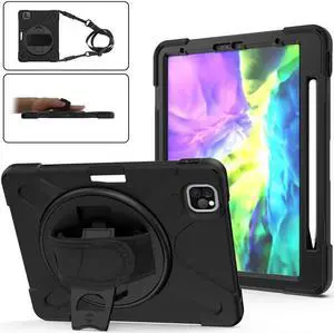 Case For iPad Pro 11 inch  2022 2021 2020 2018 and iPad Air 5 Air 4 10.9 inch 2022 2020 with Pencil Holder, Protective Cover with Kickstand Shoulder Strap