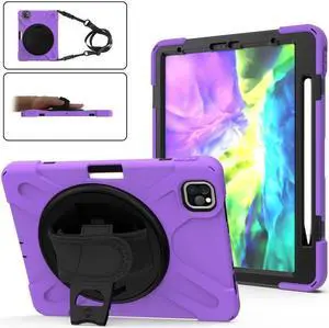 Case For iPad Pro 11 inch  2022 2021 2020 2018 and iPad Air 5 Air 4 10.9 inch 2022 2020 with Pencil Holder, Protective Cover with Kickstand Shoulder Strap