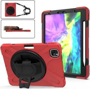 Case For iPad Pro 11 inch  2022 2021 2020 2018 and iPad Air 5 Air 4 10.9 inch 2022 2020 with Pencil Holder, Protective Cover with Kickstand Shoulder Strap