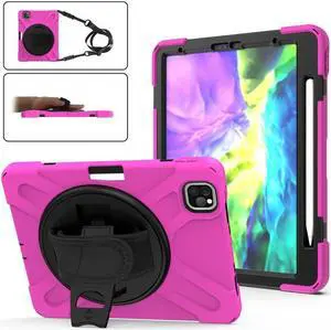 Case For iPad Pro 11 inch  2022 2021 2020 2018 and iPad Air 5 Air 4 10.9 inch 2022 2020 with Pencil Holder, Protective Cover with Kickstand Shoulder Strap