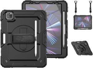 Case For iPad Pro 11 inch Case 2022 2021 2020 2018 and iPad Air 5 / Air 4 10.9 inch 2022 2020 Shockproof Protective Cover with Screen Protector/Kickstand/Hand &Shoulder Strap