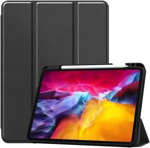 iPad Pro 11 inch Case 2022 2021 2020 2018 with Pencil Holder, Slim Lightweight Trifold Stand Cover with Soft TPU Back Cover - Auto Sleep / Wake+Pencil Charging - Smart Case