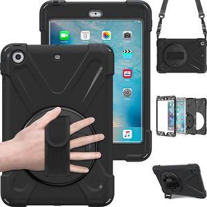 Case For iPad Mini 1 Mini 2 Mini 3 Full Body ShockProof Cover with 360 Degrees Swivel Stand and Hand Grip Strap / Shoulder Strap