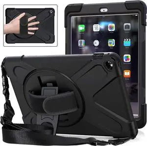 iPad Air 2 Case 9.7 Inch 2014 Case for iPad Model A1566 / A1567, 360 Degrees Built-in Stand Heavy Duty Hand&Shoulder Strap Full-Body Protective Case for iPad Air 2