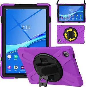 Shoockproof Case for Lenovo Tab M10 HD (2nd Gen) 2020 10.1 Inch Rugged Case with Strap Kickstand Shoulder Belt for TB-X306F / TB-X306X Purple