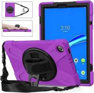 Case for Lenovo Tab M10 FHD Plus 10.3 inch 2020 2nd Generation / K10, TB-X606F/TB-X606X/TB-X6C6F/TB-X6C6X, Heavy Duty Rugged Drop Resistant Shockproof Cover with Stand/Hand & Shoulder Strap Purple