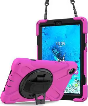 Case for Lenovo Tab M8 3rd Gen 2021 TB-8506F TB-8506X, Heavy Duty Rugged Cover for Lenovo Tab M8 HD Tablet 2nd Gen 2019 TB-8505F TB-8505X/ Smart Tab M8 TB-8505FS with Shoulder Strap,Stand Rose Red