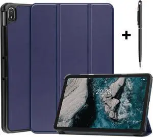 Nokia T20 Tablet Case 10.36 Inch 2021, Slim Light Trifold Stand Hard Shell Smart Cover for 10.36" Nokia T20 Tablet TA-1392 TA-13797 TA-1394 2021 with Universal Stylus Pen Blue Blue