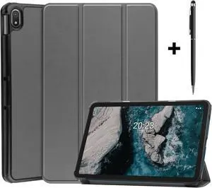 Nokia T20 Tablet Case 10.36 Inch 2021, Slim Light Trifold Stand Hard Shell Smart Cover for 10.36" Nokia T20 Tablet TA-1392 TA-13797 TA-1394 2021 with Universal Stylus Pen Blue Grey