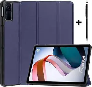 Case for Xiaomi Redmi Pad 10.61 inch 2022, Tri fold Slim Auto Wake Lightweight Hard Shell Smart Protective Stand Cover with Universal Stylus Pen Blue