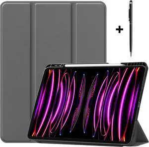 iPad Pro 12.9 Inch Case 2022 2021 2020 2018 (6th 5th 4th 3th Gen) with Pencil Holder, Support 2nd Pencil Charging, Slim Tablet Stand Cover with Soft TPU Back, Auto Wake/Sleep with Universal Stylus Pen