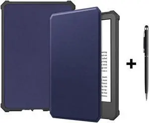 Case for All-New Kindle 11th Generation 2022 Release, Ultra Thin Lightweight Smart Protective Durable Premium PU Leather Cover with Auto Sleep Wake Function with Universal Stylus Pen Blue