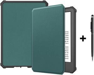 Case for All-New Kindle 11th Generation 2022 Release, Ultra Thin Lightweight Smart Protective Durable Premium PU Leather Cover with Auto Sleep Wake Function with Universal Stylus Pen Dark Green