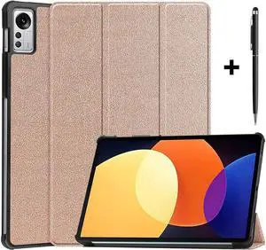 Case for Xiaomi Pad 5 Pro 12.4 inch 2022, Tri fold Slim Lightweight Hard Shell Smart Protective Cover with Multi-Angle Stand, Universal Stylus Pen Red