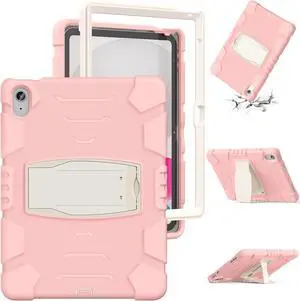 Case for iPad 10th Generation 10.9 inch 2022, Heavy Duty Multi-Angle Viewing Shockproof Rugged Protective Cover with Built-in Stand for iPad 10th Gen 10.9'' 2022 Pink