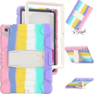 Case for iPad 10th Generation 10.9 inch 2022, Heavy Duty Multi-Angle Viewing Shockproof Rugged Protective Cover with Built-in Stand for iPad 10th Gen 10.9'' 2022 Pink/White