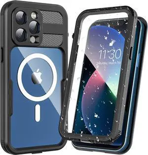 Waterproof Case for iPhone 14 Pro 6.1 inch with MagSafe Support Snowproof, Dustproof and Shockproof, IP68 Certified Full Body Protection Fully Sealed Underwater Cover for iPhone 14 Pro 6.1" 2022