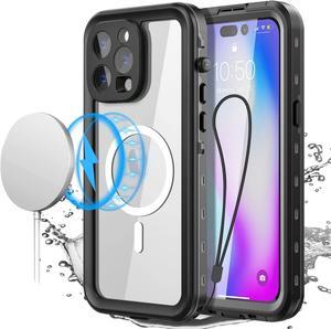 For iPhone 14 Pro Max Case Waterproof, Compatible with Magsafe Magnetic Protective iPhone 14 Pro Max Phone Case, Water Proof Mag Safe Magnet Shockproof Full Body Clear Back Cover with Screen Protector