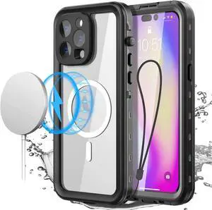 For iPhone 14 Pro 6.1 inch Case Waterproof, Compatible with Magsafe Magnetic Protective iPhone 14 Pro Phone Case, Water Proof Mag Safe Magnet Shockproof Cover Full Body Clear with Screen Protector