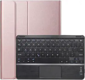 Bluetooth Keyboard Case with Trackpad for iPad Pro 12.9 inch 2022 2021 2020 2018 iPad 6th 5th 4th and 3rd Generation Removable Wireless Keyboard with Leather Cover Rose Gold