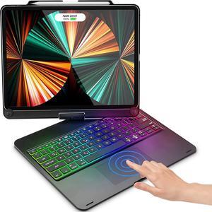 Keyboard Case with Touchpad for iPad Pro 12.9 inch 6th Generation 2022 / iPad Pro 12.9 inch 5th Gen 2021 / 4th Gen 2020 / 3rd Gen 2018 Smart Touch 360 Rotation Backlit Bluetooth Cover with Pencil Hold