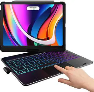 Touch Case with Keyboard for iPad 10th Generation 10.9 inch 2022, Trackpad - 360° Rotatable - Wireless Backlit Keyboard Case with Pencil Holder for iPad 10th Gen 10.9" 2022
