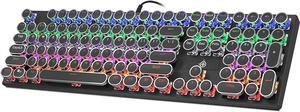 Mechanical Gaming Keyboard Geeklin Typewriter Rainbow RGB Backlit Keyboard 108 Retro Round Keycaps Wired Mechanical Keyboard with Blue Switch for Desktop Computer PC