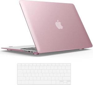 Compatible with Old Version MacBook Air 13 Inch Case (2017-2010 Release) Model: A1466 / A1369, Plastic Hard Shell Case with Keyboard for Apple Mac Air 13" Rose Gold