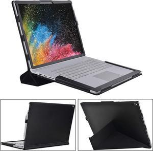 Case for 15 inch Microsoft Surface Book 3 / Surface Book 2 / Surface Book 1, Detachable PU Leather Protective Folio Protective Laptop Cover with Kickstand / Pencil Holder Black