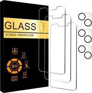 3 Pack Screen Protector for iPhone 14 6.1 inch with 3 Pack Tempered Glass Camera Lens Protector, Ultra HD, 9H Hardness, Case Friendly