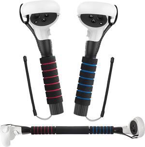 VR Game Handle Accessories for Quest 2 Controllers, Dual Handles Extension Grips for Playing Beat Saber Gorilla Tag Games,VR Golf Club Attachment Compatible with Playing Golf+First PersonTennis