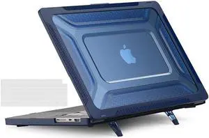 MacBook Pro 16 Inch Case 2023 2021 2022 Release A2780 A2485 M2 M1 Pro/Max & Retina & Touch ID, Heavy Duty Plastic Hard Shell Case with Fold Kickstand and Keyboard Cover Skin Blue