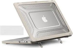 MacBook Pro 16 Inch Case 2023 2021 2022 Release A2780 A2485 M2 M1 Pro/Max & Retina & Touch ID, Heavy Duty Plastic Hard Shell Case with Fold Kickstand and Keyboard Cover Skin Apricot