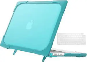 MacBook Pro 14 inch Case 2023 2022 2021 Release M2 A2779 A2442 M1 Chip with Touch ID, Heavy Duty Hard Shell Dual Layer Protective Cover with Fold Kickstand & Keyboard Skin Cover Blue
