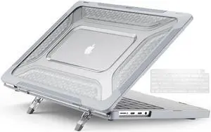 MacBook Pro 14 inch Case 2023 2022 2021 Release M2 A2779 A2442 M1 Pro/Max Chip with Touch ID, Heavy Duty Hard Shell Dual Layer Protective Cover with Fold Kickstand and Keyboard Skin