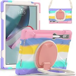 For Lenovo Tab P11 Pro 11.2 inch Gen 2 2022 (TB-132FU/TB-138FC) Case, Rugged Heavy Duty Shockproof Cover with Hand Strap Shoulder Strap for 11.2 inch Lenovo Tab P11 Pro 2nd Generation Pink