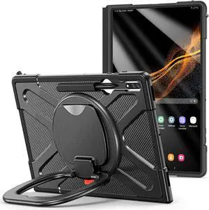 Protective Case for Samsung Galaxy Tab S9 Ultra 2023 / S8 Ultra 2022 14.6 inch SM-X910/X916B/X918U/X900/X906 Heavy Duty Shockproof Cover with Stand, Hand Strap Pen Holder
