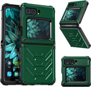 For Motorola Moto Razr 2022 Case with Slide Camera Cover, Military Grade Heavy Duty Protective Armor Phone Case Shockproof Hard Shell Cover Green