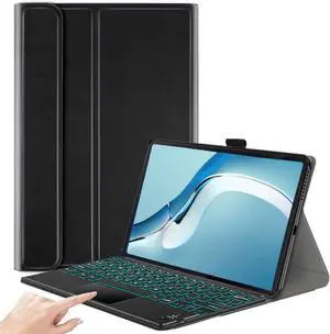Touchpad Keyboard Case For Huawei MatePad Pro 12.6 2022 2021 with 7 Color Backlit, Multi-Touch Trackpad, Flip Stand Cover with Detachable Wireless Keyboard, Pencil Holder