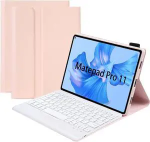 Keyboard Case for Huawei MatePad Pro 11 2022, Soft TPU Protective Cover with Magnetically Detachable Wireless Bluetooth Keyboard Pink