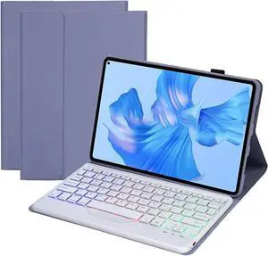 Keyboard Case for Huawei MatePad 11 2021, Soft TPU Protective Cover, [Tri-Color Backlit] Magnetically Detachable Wireless Bluetooth Keyboard Purple
