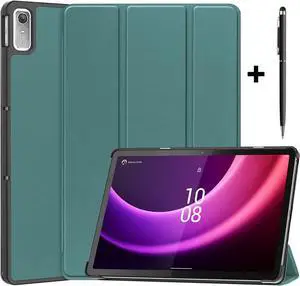 Case for Lenovo Tab P11 2nd Generation 11.5 inch / Xiaoxin Pad Plus 11.5 2023, Tri fold Slim Lightweight Hard Shell Smart Protective Cover with Multi-Angle Stand, Universal Stylus Pen Dark Green