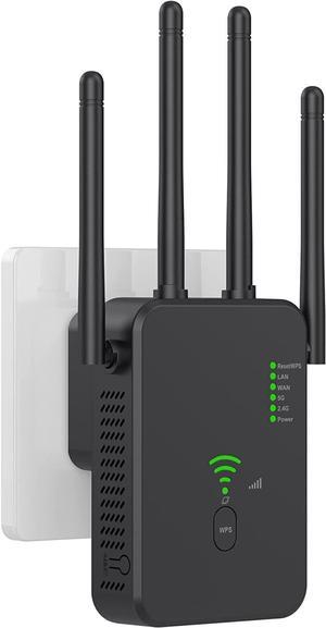 WiFi Extender, WiFi Repeater, Covering an Area of up to 2640 Square Meters ft and 35+ Devices, 4 Antennas 360° Full Coverage, Home Internet Booster with Ethernet Port